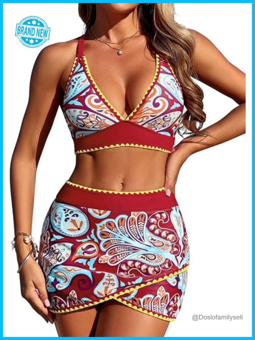 High Waisted Bikini with Skirt Tummy Control 2 Piece Swim Set